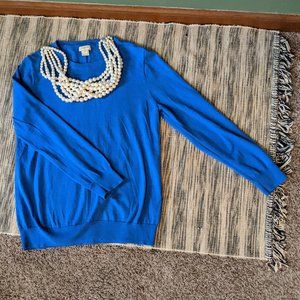 J.Crew Factory Bright Blue Cotton Teddie Sweater